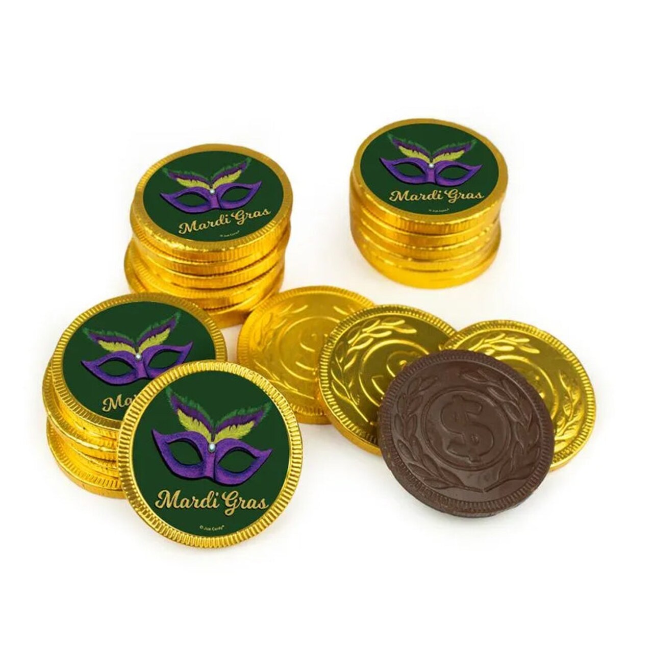80ct Mardi Gras Candy Chocolate Coins Party Favors (80 Pack) - Masquerade - By Just Candy